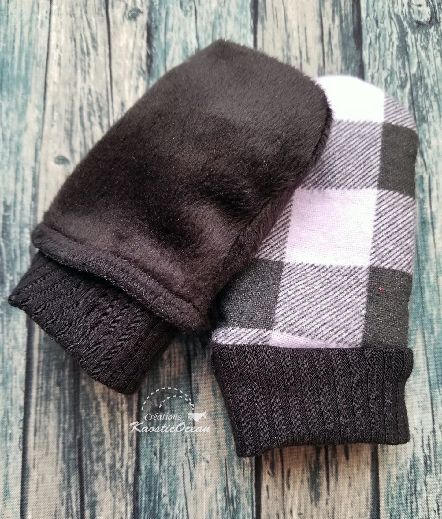 Ensemble cadeau pour bébé - 6 mois (carreaux Buffalo noir et lilas)