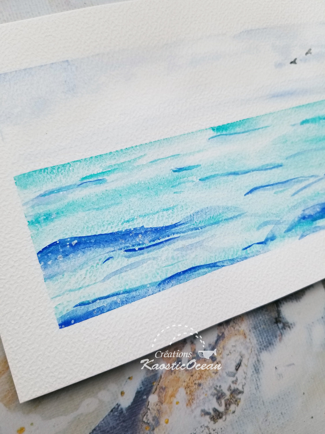 Aquarelle 5x8 - Vagues