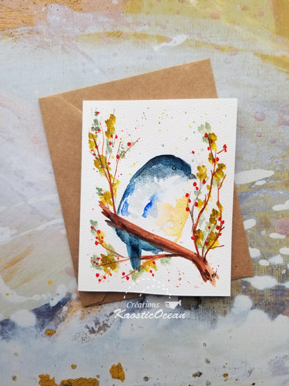 Carte aquarelle 4x5 - Oiseau