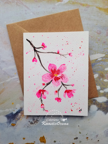 Carte aquarelle 4x5 - Fleurs de cerisier