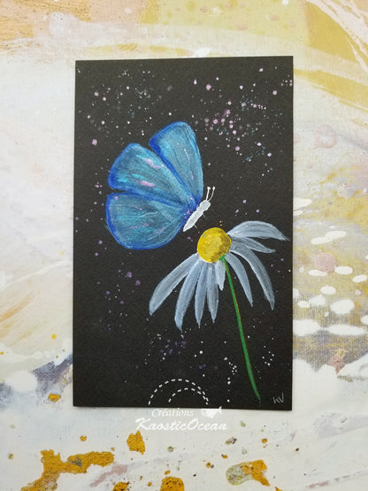 Aquarelle 5x8 - Papillon bleu