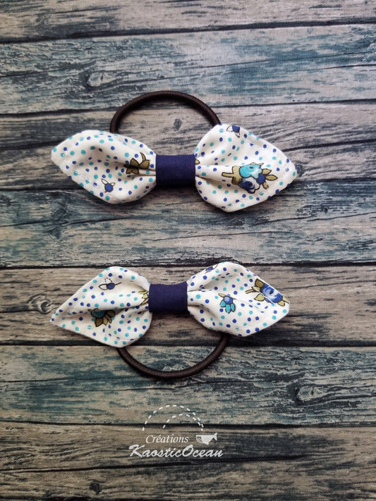 Boucle pour cheveux - Style noeud (bleuets)