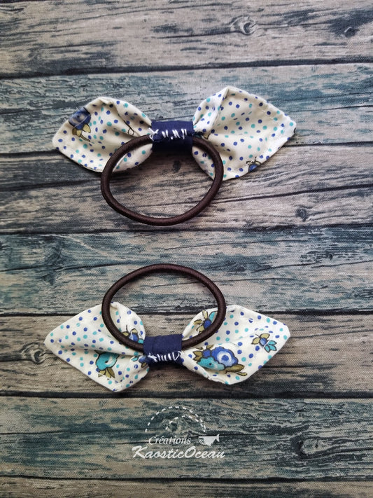 Boucle pour cheveux - Style noeud (bleuets)