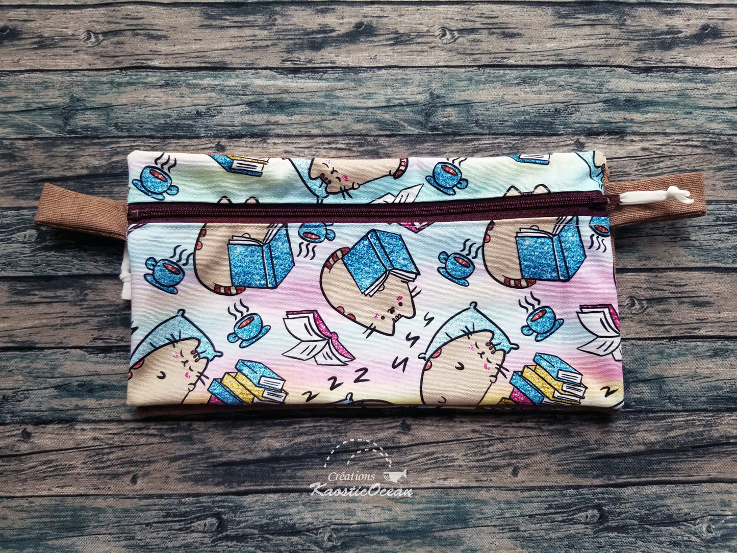 Étui à crayons double (chats lecteurs)